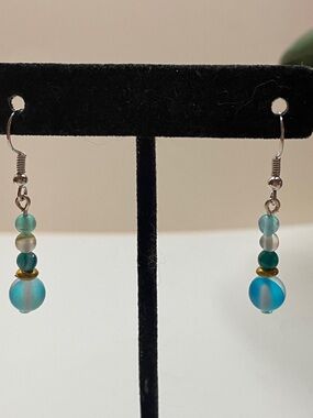 Blue Bead Drop Earrings - Lightweight Women Jewelry